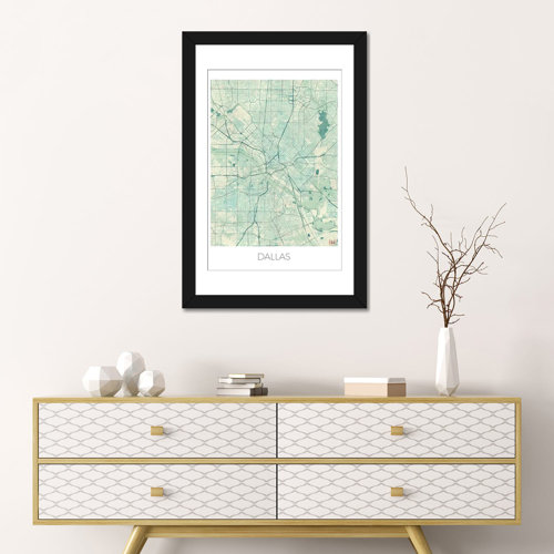 Bless international Dallas Vintage Blue Watercolor Urban Blueprint Map